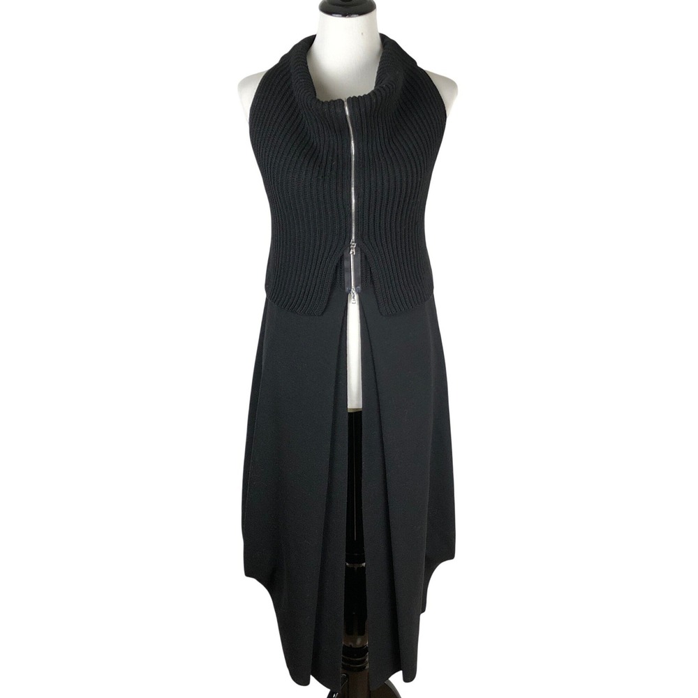 CREA CONCEPT Wool Blend Zip Funnel Avant Garde Cardigan Women's Sz 40 8 M Black